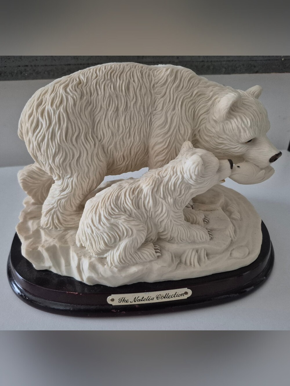 White Polar Bear Mother and Cub Sculpture